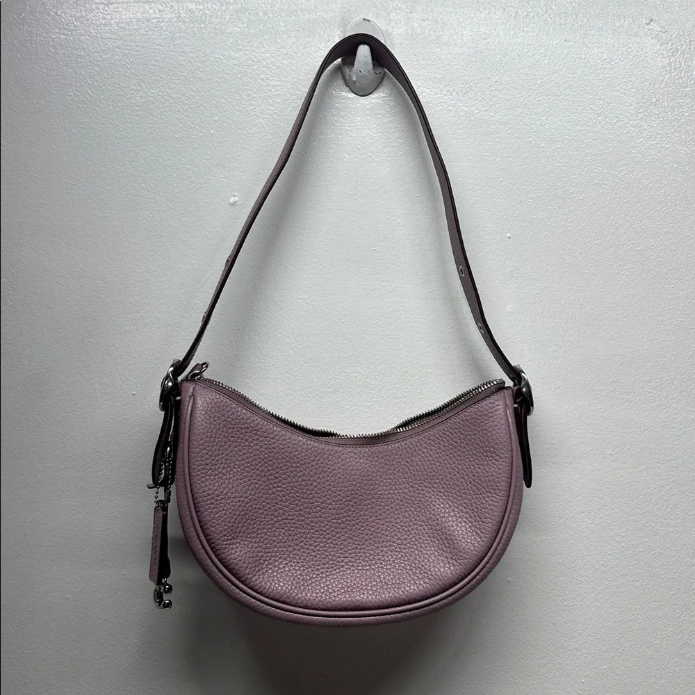 Coach Luna Purse Soft Pebble Leather Shoulder Bag Faded Purple Silver CC438